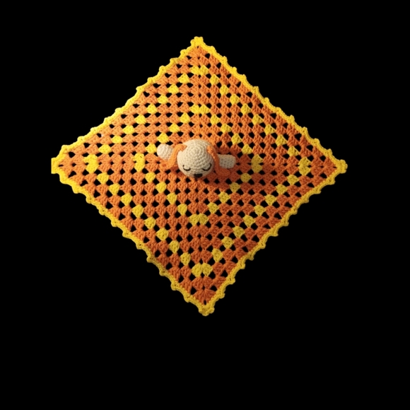 Baby Puppy Pumpkin Orange And Yellow Security Handmade Crochet Snuggle - Picture 2 of 3